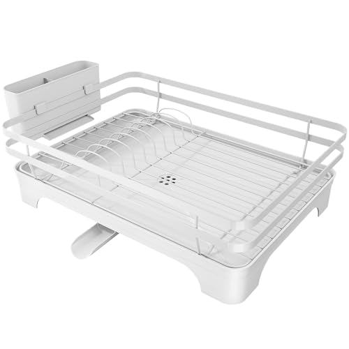 Kitsure Multi-Functional Dish Drying Rack, 15.7" x 12.0" x 5.5", White - color: White