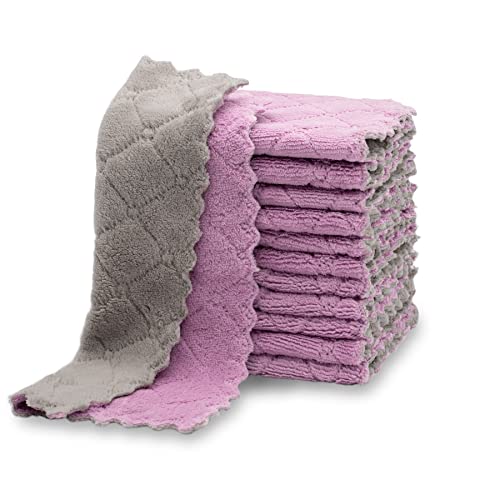 kimteny 12 Pack Dish Cloths for Washing Dishes - color: Purple-grey