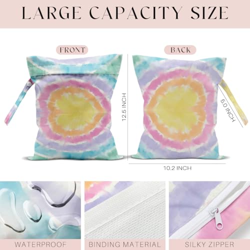 4 Pcs Wet Bag, Wet Dry Bag, Waterproof Bag, Beach Bag, Wet Bag for Pool, Beach, Swimsuit, Diapers, Makeup Bag, Cruise Ship Essentials, Accessories Travel Essentials for Women - color: 4PCS Rainbow 2