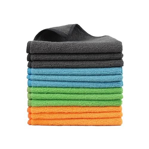 Tricol Clean 12 Pack Microfiber Cleaning Cloth 11.8x11.8inch - Streak-Free, Reusable Wipes for Glass, Kitchen, Car, Dusting - Absorbent & Lint-Free (Mixed Color 04, 11.8 x 11.8 in) - color: Mixed Color 04 12pk, size: 11.8 x 11.8 in