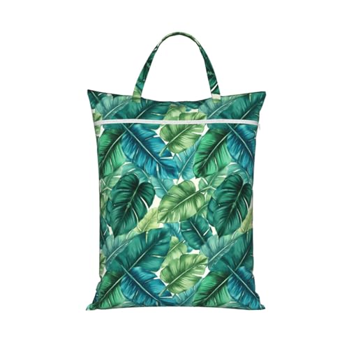 Hawaiian Leaves Turquoise Leaf Summer Travel Laundry Bags Cloth Diaper Wet Bags Handle Washable Dirty Clothes Bags Wet Dry Bag Suitcase Gym Swimming Pool College Dorm Wet Bag - color: 1 PC13, size: One Size