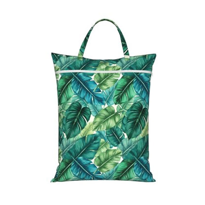 Hawaiian Leaves Turquoise Leaf Summer Travel Laundry Bags Cloth Diaper Wet Bags Handle Washable Dirty Clothes Bags Wet Dry Bag Suitcase Gym Swimming Pool College Dorm Wet Bag - color: 1 PC13, size: One Size