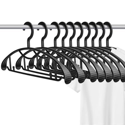 Plastic Clothes Hanger, Extra Thick Plastic Wide Shoulder Adult Slip Resistant Standard Clothing Hanger Ideal for Everyday Use Black 10 Pack 1.1inch Width - color: Black 1.1inch Width