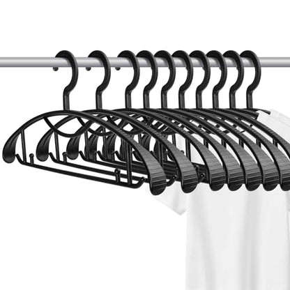 Plastic Clothes Hanger, Extra Thick Plastic Wide Shoulder Adult Slip Resistant Standard Clothing Hanger Ideal for Everyday Use Black 10 Pack 1.1inch Width - color: Black 1.1inch Width
