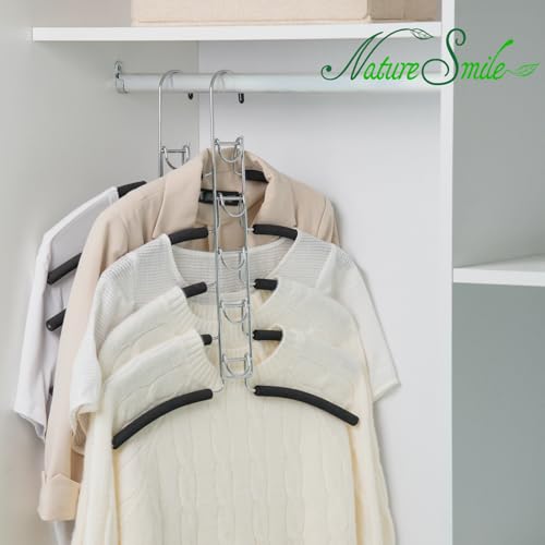 Nature Smile No Shoulder Bump Multiple Sweater Coat Clothes Hangers,Multi Layers Space Saving T Shirt Blouse Rack,(2 Pack Black Color) - color: Black Color