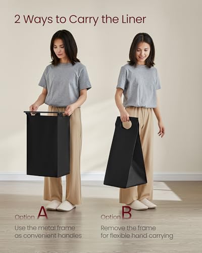 VASAGLE Laundry Hamper with Shelf, 5 Pull-Out Bags, 5 x 10.6 Gallons (40L) - color: Black + Rustic Brown, size: 5 Bags - 200 L
