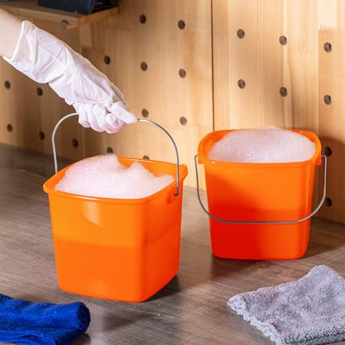 Zhehao 6 Pcs 3 Quart Small Sanitizer Cleaning Bucket, Orange - color: Orange