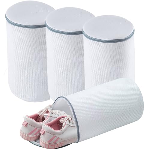 Big Shoes Wash Bags,Sneaker Mesh Washing Bag,Shoe Cleaning Laundry Bag,Gray Zipper,125 Honeycomb Fabric,Large Size,Pack of 4 for Gym Shoes,Sneaker,Slipper(4Shoe Bags 15x7x7in) - size: 4pcs-ShoeBags