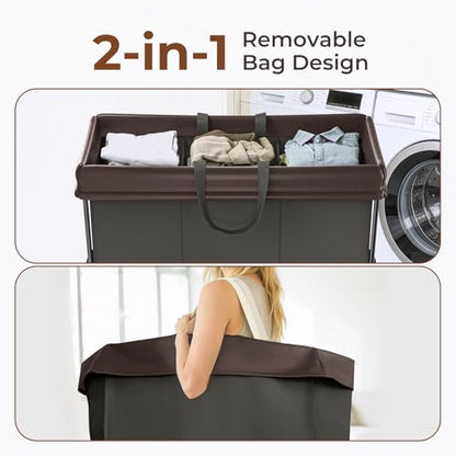 Large Laundry Hamper with Wheels, 320L Rolling Laundry Basket with Wheels - color: Black, size: 320L