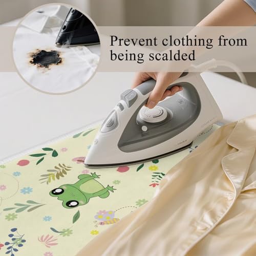 Ironing Mat Ironing Board Pad Heat Resistant, Portable, Quilting & Travel Blanket 32 x 16 Inch Cute Frog Small Ironing Mat for Table Top,Countertop,Etc - color: Cute Frog