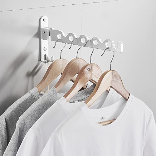 Clothes Drying Rack Clothing Laundry Room Organization Organizer Wall Mounted Mount Folding Retractable Hanger Dryer Clothes Rack (Silver) - color: Silver-1, size: Twin