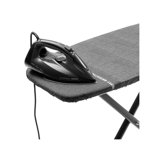 Brabantia Premium Ironing Board with Heat Resistant Parking Zone | X-Large (Size D) | Fairtrade Denim Black | Tall & Wide, Adjustable Height (31-40"), Easy Fold, Anti-Collapse Lock, Non-Slip Feet - color: Denim Black