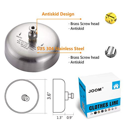 JOOM Retractable Clothesline,9.2FT Wall-Mounted Laundry Line,Brushed Nickel - color: Brushed Nickel