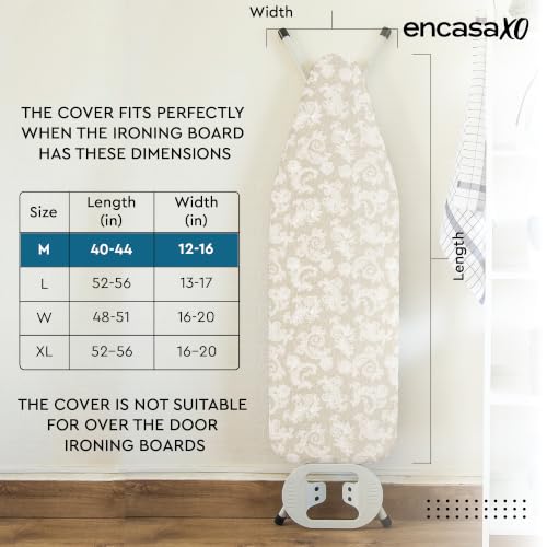 Encasa XO Ironing Board Cover and Pad, Medium, 42"x14" - Beige - color: Beige, size: Medium