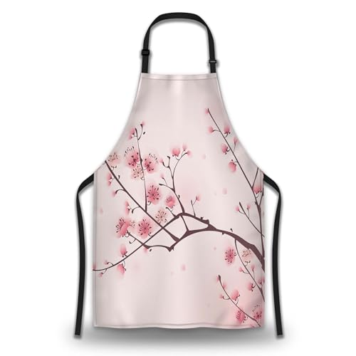 Kitchen Apron for Women Cherry Blossom Funny Aprons for Men for Cooking Restaurant BBQ Painting Crafting Gardening 27” (W) x 31” (H), Waterproof Aprons - color: Cherry Blossom