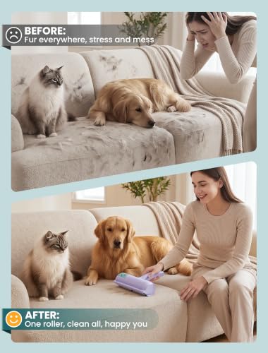 DELOMO Pet Hair Remover Roller, Reusable Lint Roller for Dog and Cat Hair - color: C: Purple（limited Color）