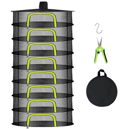 Doacpr 8-Layer Hanging Herb Drying Rack, Foldable Mesh Net with Zipper - size: 8 Layers-23.62''