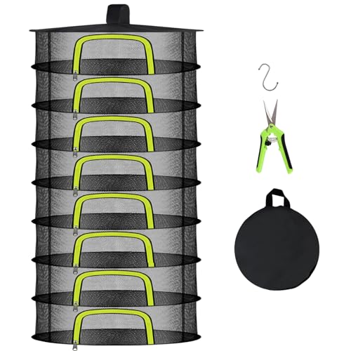 Doacpr 8-Layer Hanging Herb Drying Rack, Foldable Mesh Net with Zipper - size: 8 Layers-23.62''