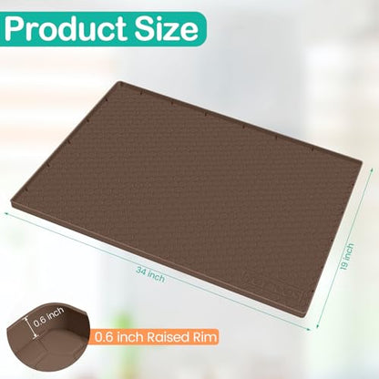 Silicone Under Sink Mat, 34"x19", Waterproof Cabinet Liner, Brown - color: Brown, size: 19"W x 34"L