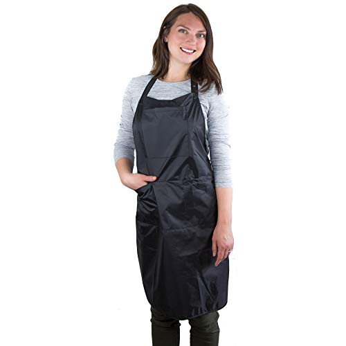 Hair Stylist Apron - Black - PVC Waterproof Salon Apron Hair Cutting - color: Black Apron - Pvc and Polyester