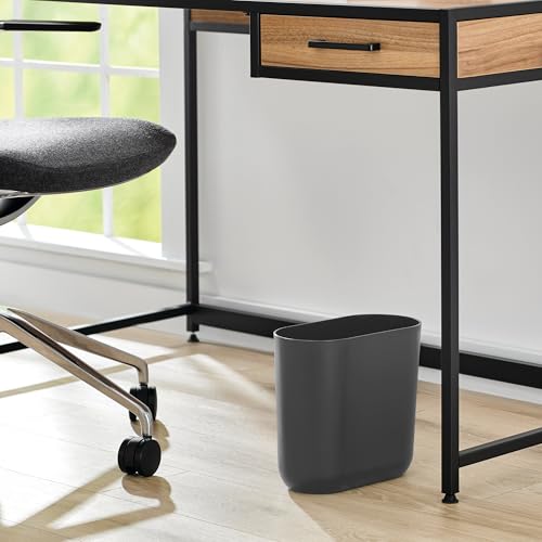 iDesign Small Slim Plastic Bathroom Trash Can, Gray - color: Charcoal, style: Pack of 1