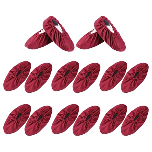 PATIKIL Reusable Shoe Covers, Non-Slip Shoe Protectors Cover Polyester Washable Foot Boot Covering - color: Wine Red, size: 12 inch