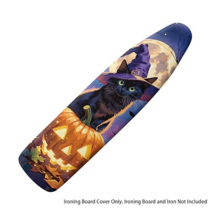 Black Cat Pumpkin Ironing Board Cover and Pad Cover with Padding Standard Size Heat-Resistant Ironing Board with Elastic Edges Iron Boards Covers - color: Black Cat Pumpkin 5
