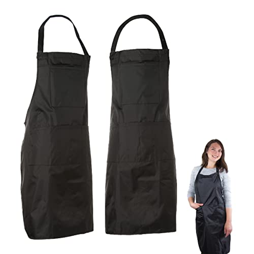 Hair Stylist Apron - Black - PVC Waterproof Salon Apron Hair Cutting - color: Black Apron - Pvc and Polyester