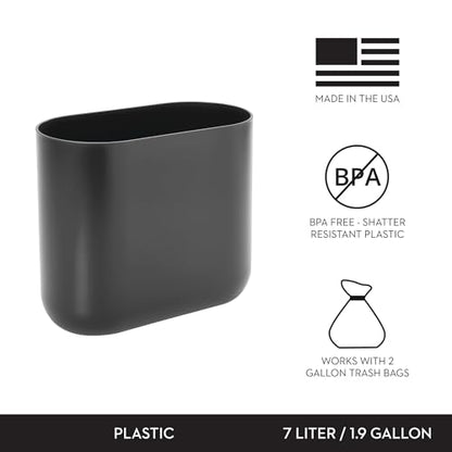 iDesign Small Slim Plastic Bathroom Trash Can, 2-Pack, Gray - color: Charcoal, style: Pack of 2
