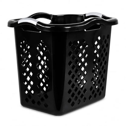 Laundry Basket 2 Bushel Plastic with Handles Black for Bedroom Dorm - color: Black 1pc