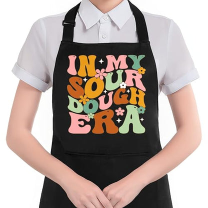 Sourdough Bakers Gifts Apron with Pockets, Baking Lovers Gifts, in My Sourdough Era Waterproof Adjustable Cooking Apron for Kitchen Dishwashing Grilling