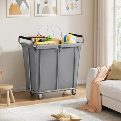 Gewudraw 360L Rolling Laundry Hamper with Wheels, 95 Gallons, Grey - color: Grey, size: 1-Section-360L