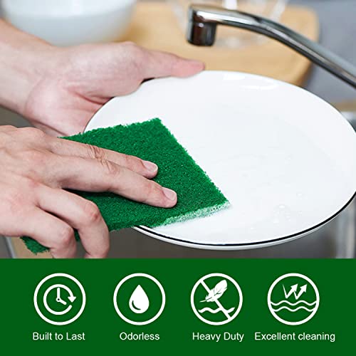 YoleShy 80 Pack Heavy Duty Scouring Pads Green Scrubbing Pads Scrub Pads - color: 80 Pcs