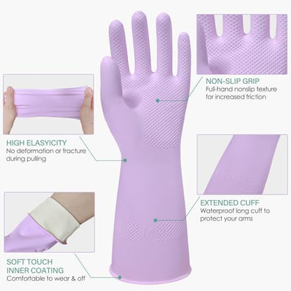 12 Pairs Rubber Cleaning Gloves for Dishwashing Reusable Kitchen Gloves for Washing Dishes and Household - size: Medium