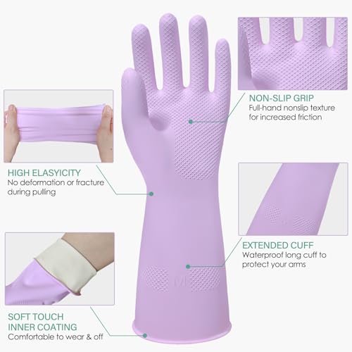 12 Pairs Rubber Cleaning Gloves for Dishwashing Reusable Kitchen Gloves for Washing Dishes and Household - size: Large