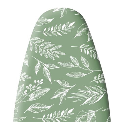 Extra Thick Ironing Board Cover and Pad, 15x54 Ironing Board Cover, Resist Scorching and Staining,Elastic Edges,Sage Green Spring Summer Plants - color: Green Leaf2