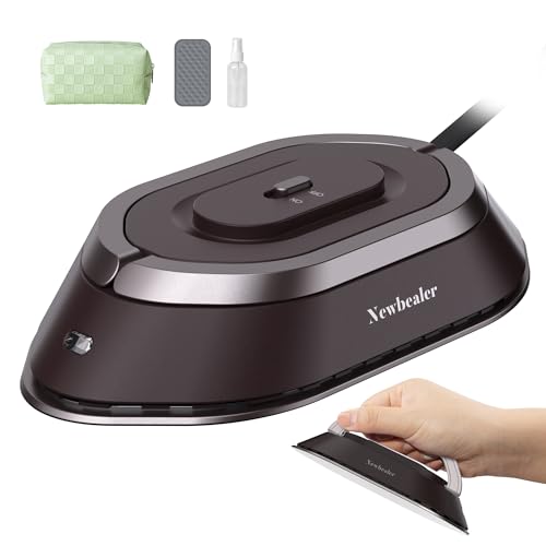 Newbealer Travel Iron Set, 100-240V Mini Dry Iron for Clothes (No Steam) - color: Brown