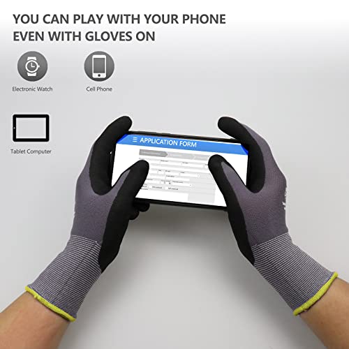 LOCCEF MicroFoam Nitrile Coated Safety Work Gloves - color: Grey 36-pairs