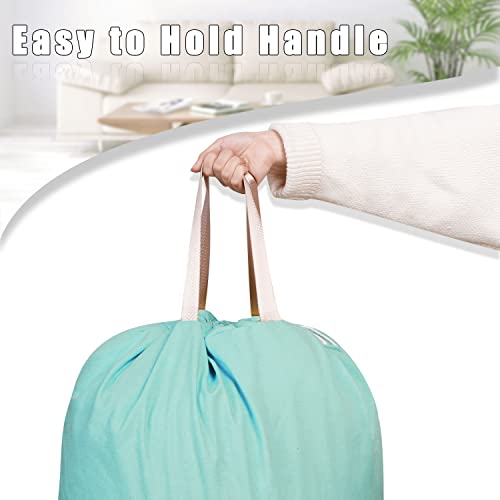 Sanlykate Large Canvas Cotton Laundry Bag with Drawstring & Handles, Heavy Duty Durable Dirty Clothes Organizer, Tear Resistant Hamper Liner Storage Bag, Travel Sack, 25.5 x 34inch - Haze Blue - color: Haze blue