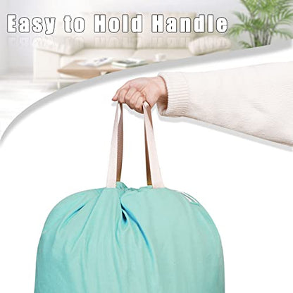 Sanlykate Large Canvas Cotton Laundry Bag with Drawstring & Handles, Heavy Duty Durable Dirty Clothes Organizer, Tear Resistant Hamper Liner Storage Bag, Travel Sack, 25.5 x 34inch - Haze Blue - color: Haze blue