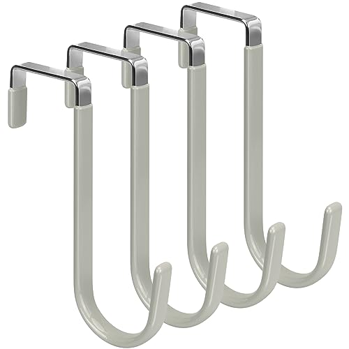 FYY Over the Door Hooks, Single-Hanger 4 Pack, Fits Doors 1 3/8" Grey - color: A Grey, size: Short, style: 4 Pack