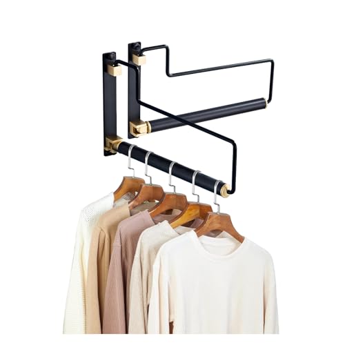 NEWRAIN Clothes Drying Rack, Laundry Racks for Drying Clothes, Wall Mounted Swing Arm Clothes Hanger for Laundry Room, Garage, Indoor & Outdoor Use,Black - color: Black, size: Trapezoid