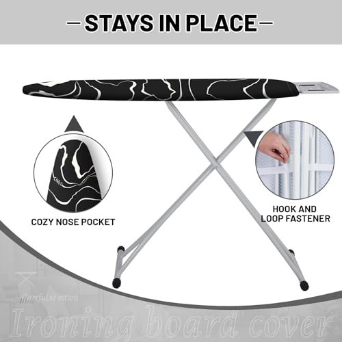 Extra Thick Ironing Board Cover and Pad, 15x54 Ironing Board Cover, Resist Scorching and Staining,Elastic Edges,Modern Art Geometric Black - color: Geometric Black