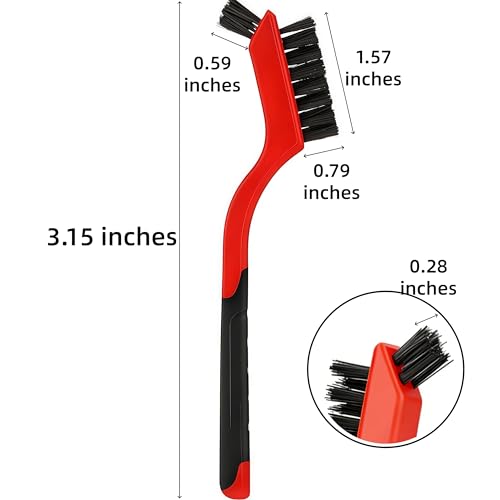 PAOTEEM Nylon Brush Set 6 Pcs - Y-Shape Dual Bristle Anti-Static for Computer Hardware Cleaning and Electronics Maintenance - Red Black Ergonomic Grip ESD Safe - size: 6PCS Nylon Brushes