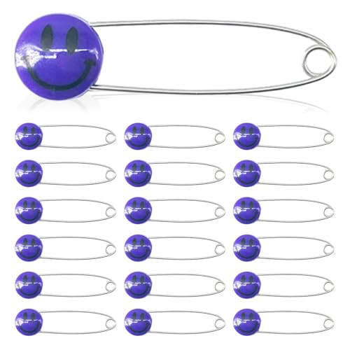 50 PCS Safety Pin 53mm/2.1in Baby Diaper Pins for Cloth Plastic Head Baby Pins for Diapers Stainless Steel Cloth Pins with Locking Closures Nappy Pin for Crafts（XL/Purple） - color: Purple