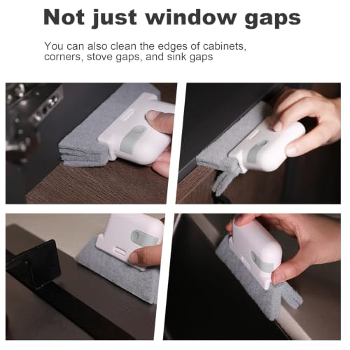 Magic Window Track Cleaning Brush, 2Pack Hand-held Groove Scrubber with Triangular Pad, Sliding Door Track Cleaner for Windows, Shower, Car Vents, Gray - color: Gray