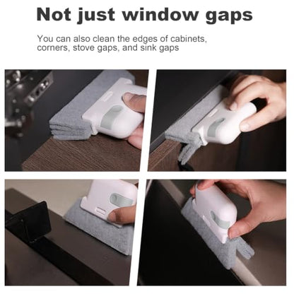 Magic Window Track Cleaning Brush, 2Pack Hand-held Groove Scrubber with Triangular Pad, Sliding Door Track Cleaner for Windows, Shower, Car Vents, Gray - color: Gray