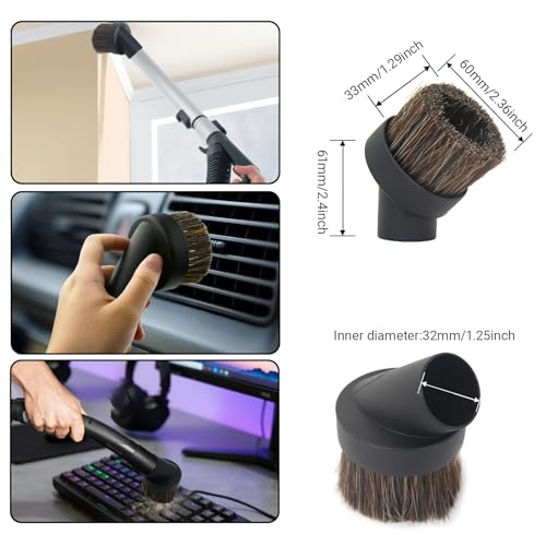 EZ SPARES 1 1/4 inch Universal Vacuum Attachments Accessories 32mm&35mm Vacuum Cleaner Accessories Horsehair Brush Crevices Tool Kit