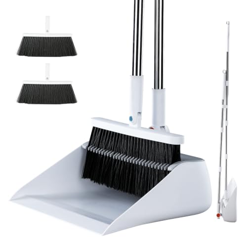 MOPALL Broom with Dustpan Combo Set Collapsible Standing Inc 2 Broom Heads