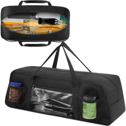 Amylove 24" Grill Tool Storage Bag, Waterproof BBQ Utensil Organizer, Black - color: Black